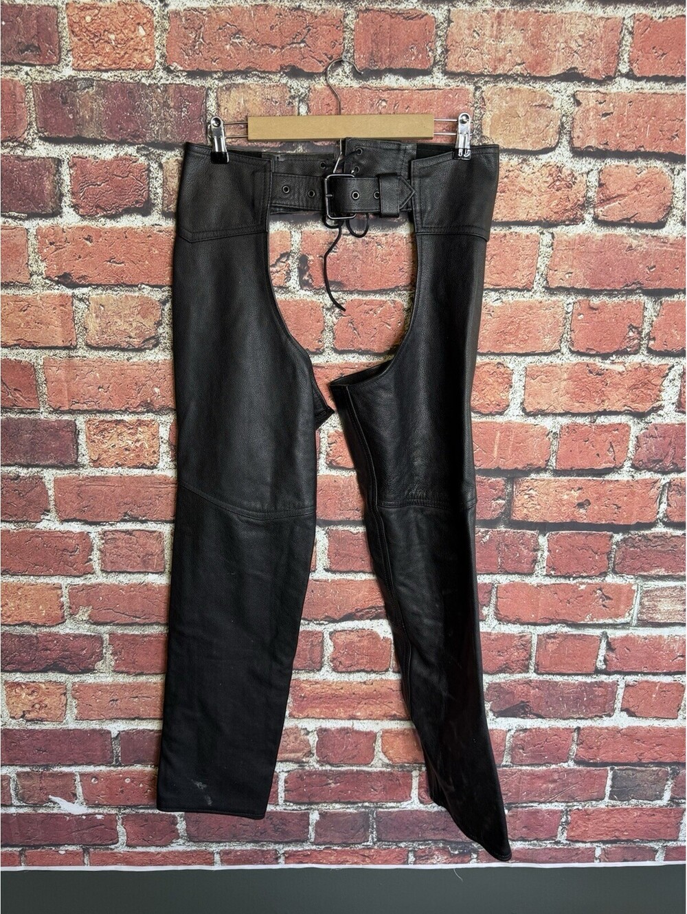 Interstate Leather Motorcycle Chaps S Black Biker Riding Gear Unisex Heavyweigh